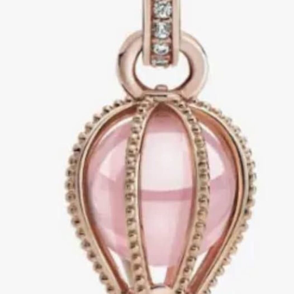 SPARKLING HOT AIR BALLOON Rose Pink Dangle Charm
